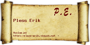 Pless Erik névjegykártya